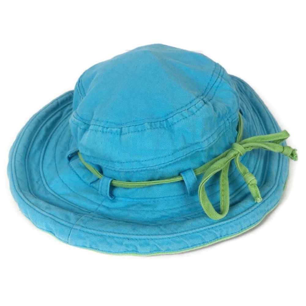 Panama Jack Kid’s Cotton Canvas Tropical Beach Hat with Bow-tie in Teal/Green